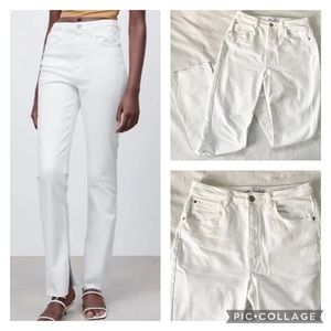 Zara Women's Straight Leg White Jeans